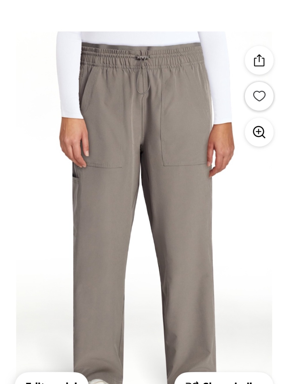 Avia Wide-Leg Drawstring Utility Pants - Taupe